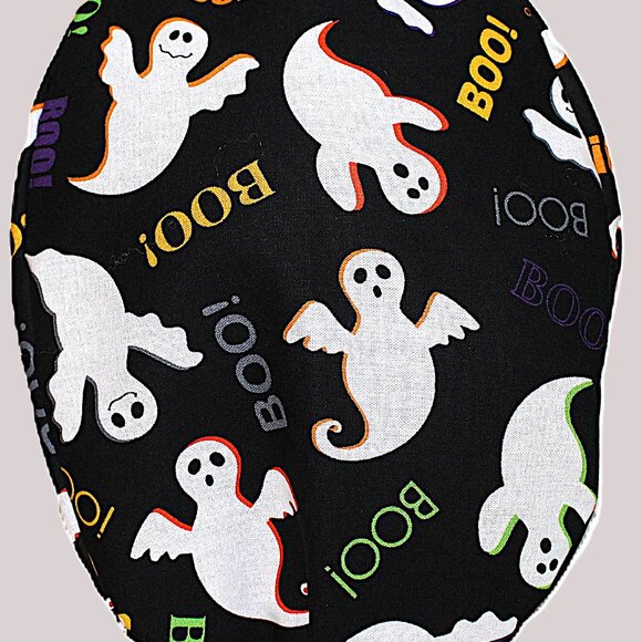 Womens My Halloween Boo, Ghost Euro Pixie Scrub Cap, Handmade NWOT - Picture 3 of 8